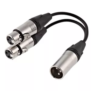 15cm XLR Splitter 1 x Male to 2 x Female 3 Pin Mixer Speaker PA Studio Cable - Picture 1 of 2