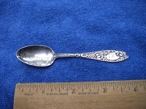 Fine BALTIMORE, MARYLAND Demi Souvenir Spoon-Etched Bowl-Wallace BESSIE Pattern Cover