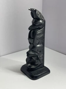 Vintage Haida Carved Argillite Totem Pole Carved & Signed By Rufus Moody 5 inch - Picture 1 of 22