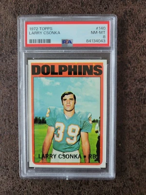 1972 Topps Football Larry Csonka #140 - PSA 8 - Miami Dolphins - Image 1 of 3