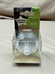 Tommee Tippee Closer to Nature Nipples Bottle Slow Flow 0m+ 2 Ct Pkg NIP New - Picture 1 of 5