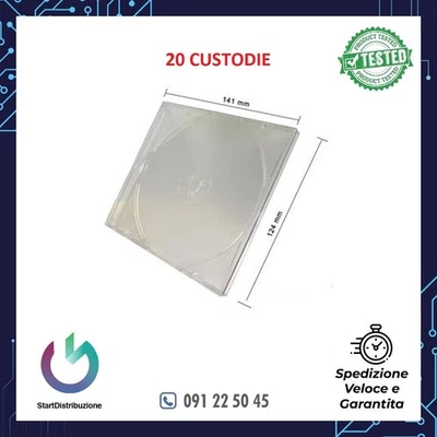 20 PZ. CUSTODIE SLIM CLEAR 5.2MM TRASPARENTE PER CD/DVD - Immagine 1 di 2