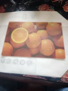 Oranges Cutting Board Tempered Glass 12" X 8" Kitchen Counter Art - Picture 1 of 4
