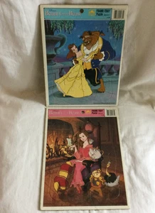 Lot of 2 Vintage Golden Frame Tray Puzzle 3-7 years Beauty & The Beast Disney - Picture 1 of 4