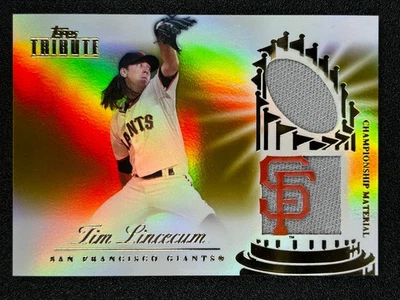 Tim Lincecum 2012 Topps Tribute Championship RELIC Gold Refractor 2/15 GIANTS - Image 1 of 2