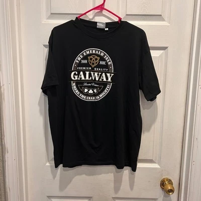 Camiseta tradicional artesanal Galway Irlanda para hombre grande relajada negra irlandesa Foto 1 de 4