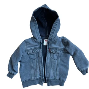LEVI’S Toddler Jean Jacket Black Hooded - Size 24 Months - Zip Up EUC - Picture 1 of 8