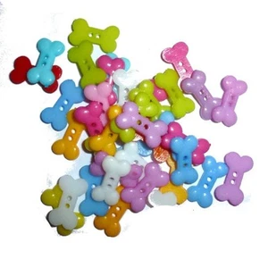 Dog bone buttons colorful 1/2" plastic sew on button (Q36A) - Picture 1 of 2
