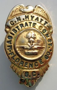 Vintage Florence County South Carolina Magistrate Constable court mini badge - Picture 1 of 5