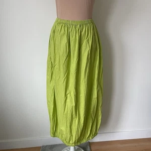 Kaliyana Fab Limette Carnaby Crinkle Baumwolle gebänderter Saum Lagenlook Midirock EUC 1/S - Bild 1 von 13