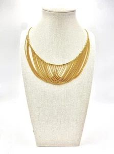 Vintage Cascading Drape Overlap Kette Latz Halskette goldfarben mehrstrangig Boho - Bild 1 von 5
