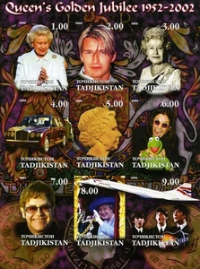 Tajikistan 2002 OZZY OSBOURNE-THE MUPPETS-QUEEN'S GOLDEN JUBILEE Sheet IMPERF. - Picture 1 of 1