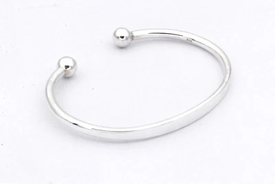 Bracciale Torque Id Classico Da Uomo In Argento Sterlingo 925 Aperto Gioielleria - Immagine 1 di 4