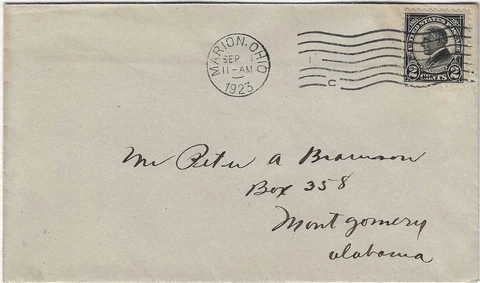 FDC   # 610     2c  Harding  --   Marion  cxl Cover