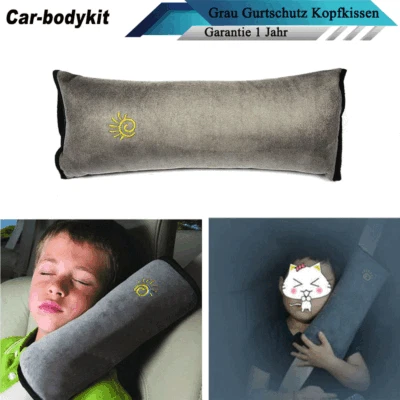CAR-BODYKIT Sicherheits-Gurtpolster Autogurtpolster Schulterpolster Kind Schlafkissen Grau