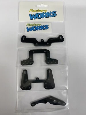 Factory Works VTG Kyosho Optima Mid Shock Tower, Brace, and Camber Link Set - Image 1 of 3