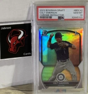 2023 Bowman Draft 1st Colt Emerson Chrome Refractor #BDC-42 RC Mariners PSA 10 - Picture 1 of 7