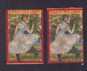 2  Anciennes   étiquette    allumettes  Autriche BN173888 Dancing Ladie  Femme - Imagen 1 de 1