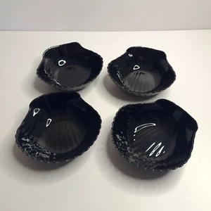 Vintage Arcoroc Coquillage Schwarz Glas Muschel Muschel Schalen 4er Set - Bild 1 von 10
