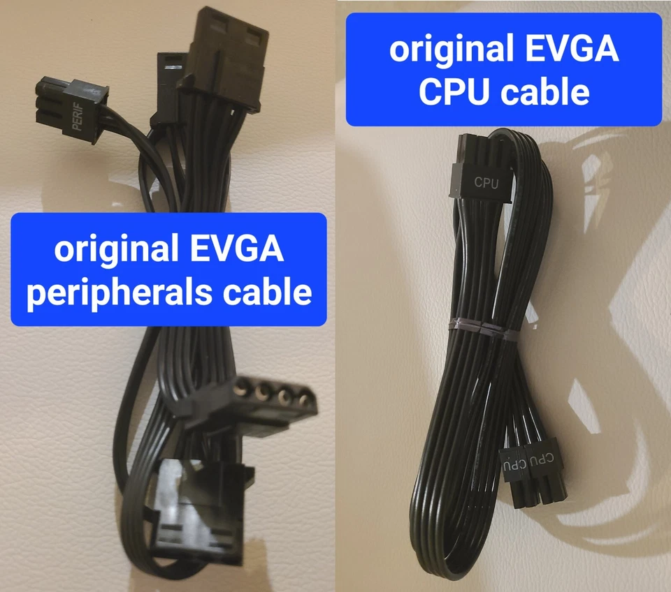 EVGA 6-pin 3x 4pin Perif/Molex Cable W001-00-000126 & EVGA SuperNOVA CPU 8 pin - Image 1 of 1