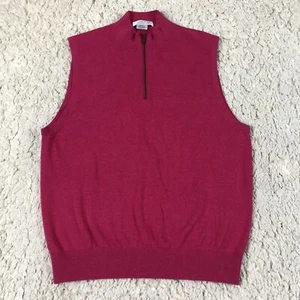 Martin Sweater Merino Wool Vest Mens Medium Pink Quarter Zip Knit Sleeveless - Picture 1 of 10