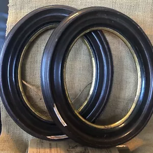 Set Antique Oval Frames Mahogany with rectangle cutouts back Needs little repair - Picture 1 of 5