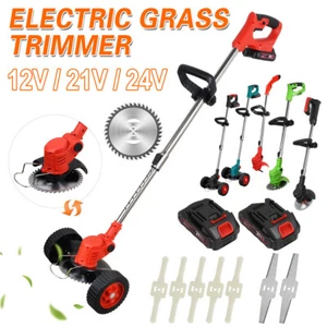 Cordless Electric Weed Cutter Lawn Edger Yard Garden Grass String Trimmer Mower - Picture 1 of 31