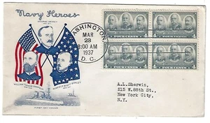 US Sc# 793 FDC NAVY DEWEY SAMPSON SCHLEY GRIMSLAND CACHET TA - Picture 1 of 1
