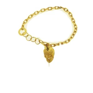 Bracciale Donna A MAGLIA IN BRONZO BAGNATO IN ORO CON PENDENTE TESCHIO - Foto 1 di 2