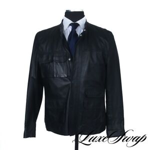 #1 MENSWEAR LNWOT Valentino Made Italy Black Nappa Leather Motorcycle Jacket 42