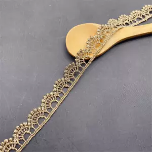 10 yardas bordado corona de encaje adornos hilo de oro código de barras ropa decoración - Imagen 1 de 4