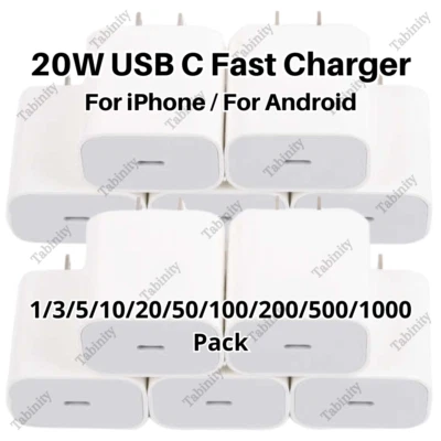 Wholesale 20W USB-C Power Adapter Fast Charger Block For Apple iPhone 15 14 13 X - Image 1 of 4