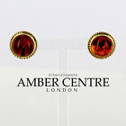 Italian Handmade Unique German Baltic Amber Studs In 9Ct Gold Gs0030 Rrp295