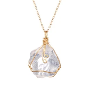 Natural Gemstone Necklace Chakra Stone Pendant Energy Healing Crystal with Chain - Picture 1 of 16
