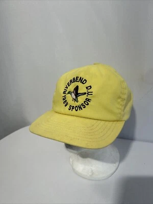 复古 Ducks Unlimited 帽子 平沿帽 黄色 Riverbends 1989 赞助商 男式 90 年代 — 第 1/4 张图片