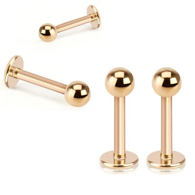 Par de piercing Monroe Labret Labio Hélice Acero Quirúrgico IP Oro Rosa 16 g Foto 1 de 2