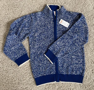 NWT L 10/12 Gymboree 100% Cotton Full Zip Long Sleeve Sweater Shirt Jacket BLUE  - Picture 1 of 5
