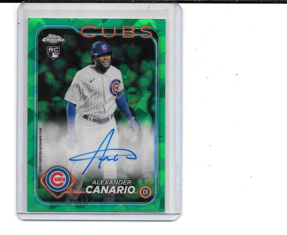 2024 TOPPS CHROME SAPPHIRE ALEXANDER CANARIO RC AUTO GREEN AUTOGRAPH 57/99  CUBS - Image 1 of 1
