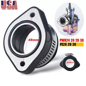 48mm Flange Intake Adapter Carb Manifold Boot For PE 26/28/30mm PWK 24/26/28mm - Foto 1 di 12