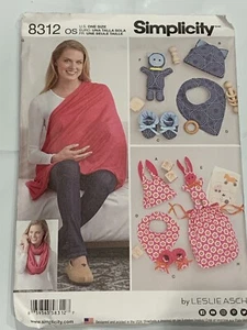 SIMPLICITY CRAFT PATTERN 8312 BABY GIFTS NURSING SHAWL BIB HAT  TOYS  UNCUT - Picture 1 of 5