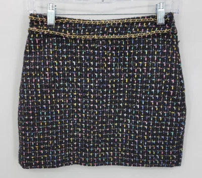 Falda Rosa Infinita Mujer Pequeña Negro Tweed Oro Cadena Cinturón Dinero Antiguo Años 90 Y2K Foto 1 de 4