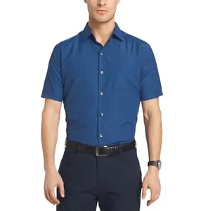 Van Heusen Air Herren Kurzarm Hemd mit Knopfleiste Blau Faded Cadet 2XL Neu - Bild 1 von 8