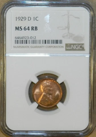 1929 D Lincoln Cent MS64 RB NGC BU Unc Red Brown Wheat Penny [233] Cover