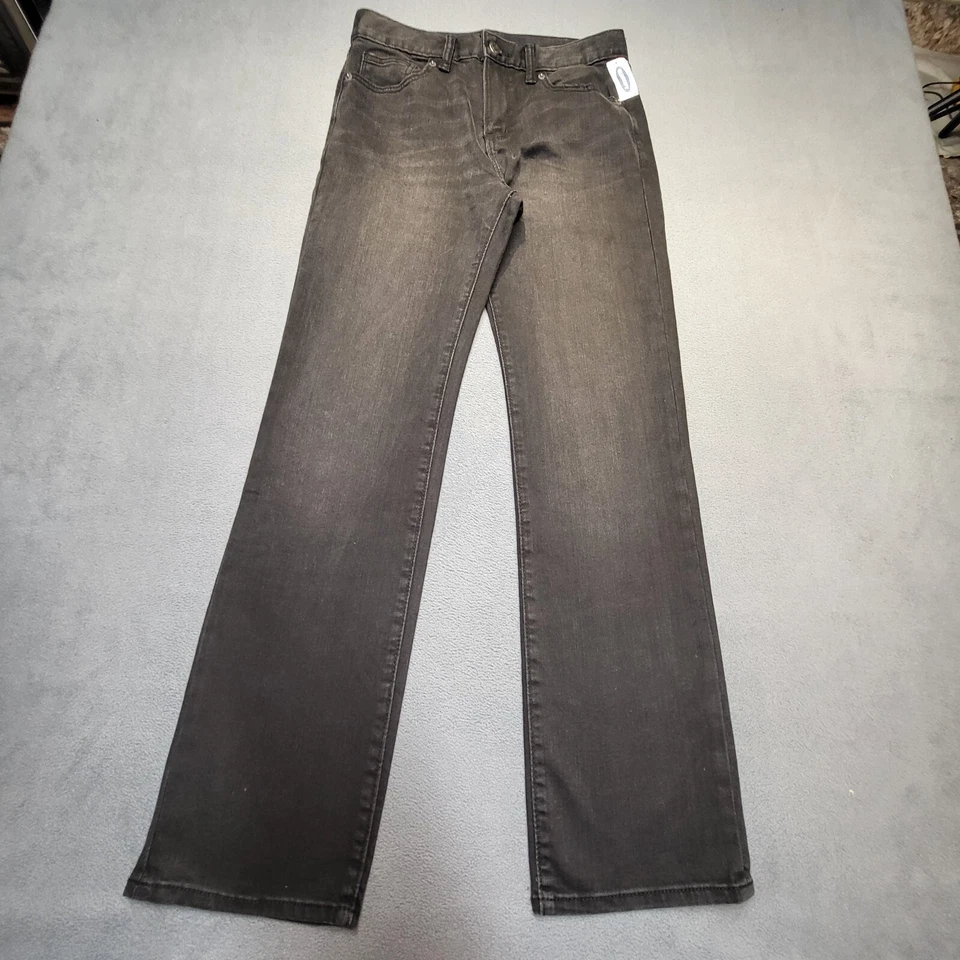 Pantalones de mezclilla elásticos desgastados de pierna recta negros 16 azul marino antiguo nuevos con etiquetas Foto 1 de 4