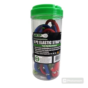 6-PC GRIP 28380 Elastic 12" 18" 24" Bungee Strap Set - Picture 1 of 4