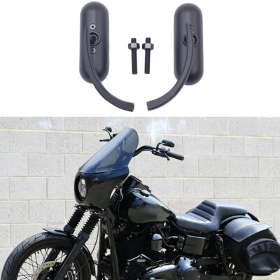Mini espejos retrovisores laterales ovalados para motocicleta Harley Dyna Street Glide Road King Big Dog Foto 1 de 4