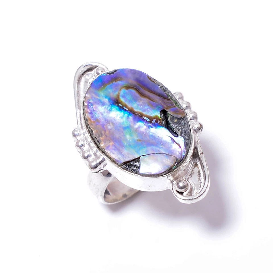 Mermaid Dream Abalone Shell -Australia 925 Sterling Silver Ring S.7 R110 - Image 1 of 1