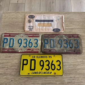 Vintage Illinois 1975/76 Bicentennial Nummernschild Paar PLUS Papiere 1776 - Bild 1 von 6