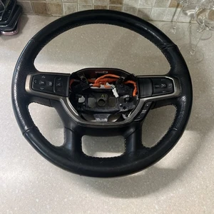 2019-2021 DODGE RAM 1500 DRIVER STEERING WHEEL LEATHER BLACK 6GE063X7AG OEM K - Foto 1 di 4