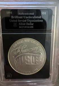 1991-D USO Commemorative $1 Silver Dollar - Picture 1 of 2